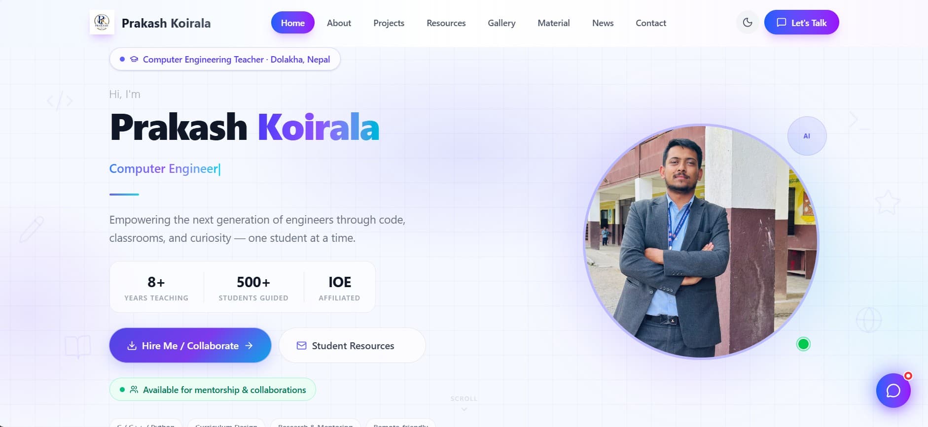 Prakash Koirala Portfolio Web project screenshot